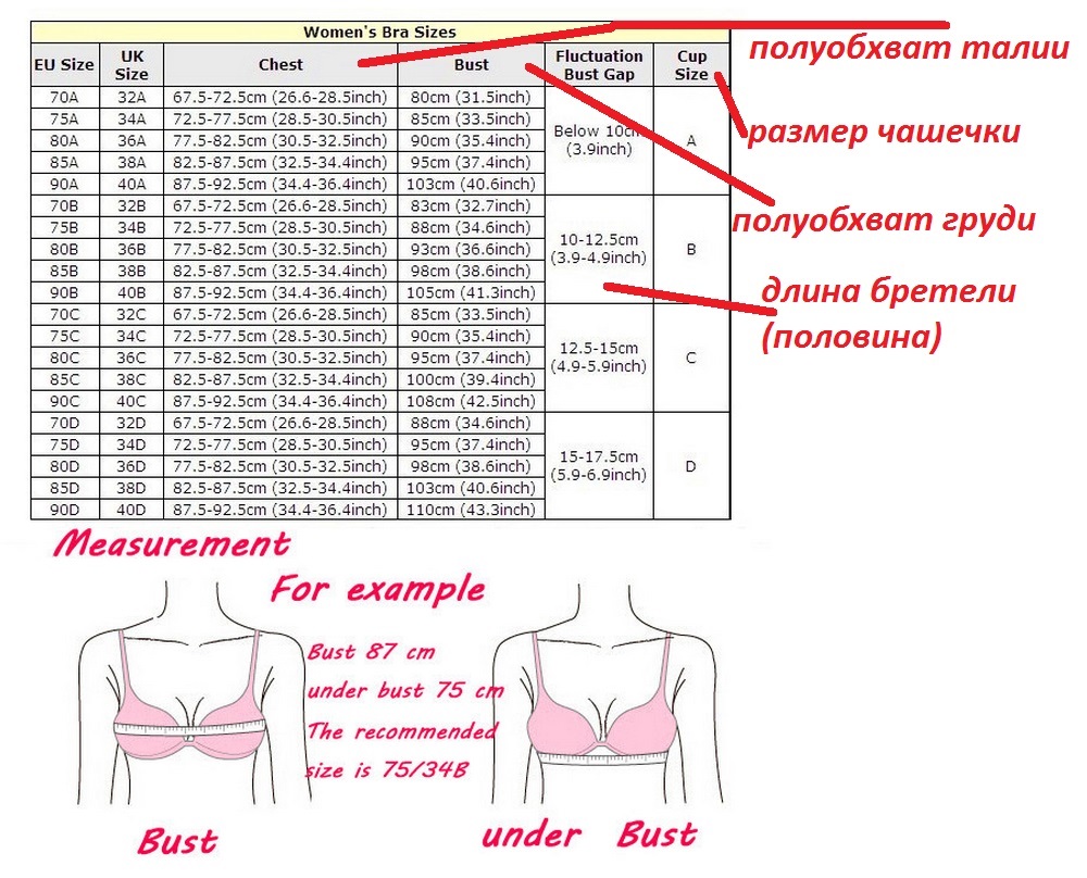 Размеры женской грудины таблица и фото
